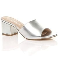 AJVANI - Mid Block Heel Peep Toe Mules Sandals - Lyst