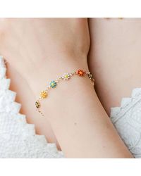 The Colourful Aura - Colourful Sun Flower Charm Indie Daisy Floral Summer Boho Bracelet - Lyst