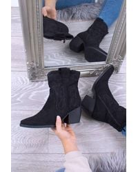 AJVANI - Mid Heel Cowboy Pointed Toe Ankle Western Boots - Lyst