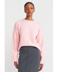 Dilvin - Solid Crew Neck Ribbed Sweater - Lyst