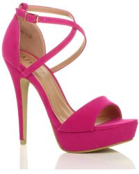 AJVANI - High Heel Crossed Straps Platform Sandals - Lyst