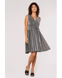 Apricot - Metallic Pleat Skater Mini Dress - Lyst