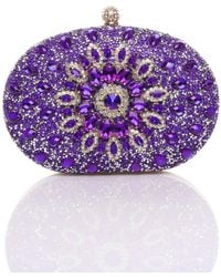 AJVANI - Diamante Embellished Oval Prom Clutch Bag - Lyst