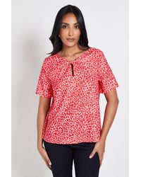 Wallis - Petite Animal Woven Twist Blouse - Lyst