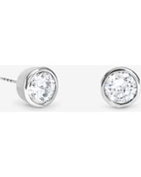 Jon Richard - Rhodium Plated & Crystal Large Bezel Earrings - Lyst