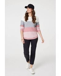 Izabel London - Colour Block Textured Curve Hem Jumper - Lyst