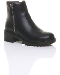 AJVANI - Low Heel Zip Chunky Ankle Boots - Lyst