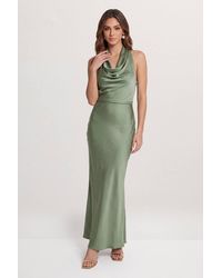 MissPap - Satin Cowl Wrap Neck Maxi Dress - Lyst