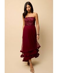 Little Mistress - Bandeau Embellished Maxi Dress - Lyst
