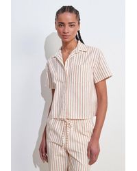 Dilvin - Linen Blend Short-Sleeve Button Shirt - Lyst