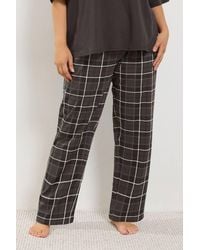 Yours - Check Wide Leg Cotton Pyjama Bottoms - Lyst