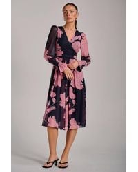 Jolie Moi - Long Sleeve Printed Mesh Midi Dress - Lyst