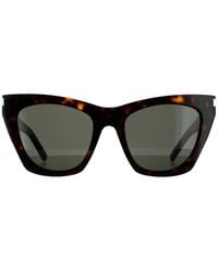 Saint Laurent - Cat Eye Havana Sunglasses - Lyst