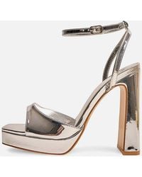 Public Desire - Resist Mirror Peep Toe Barely There Platform Heels - Lyst