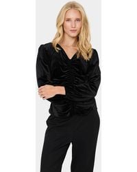 Saint Tropez - Hebasz Velvet V-Neck Ruchings Blouse - Lyst