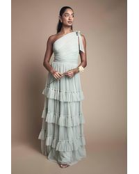 Oasis - Pleated Mesh One Shoulder Tiered Maxi Bridesmaid Maxi Dress - Lyst