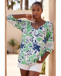 Roman - Floral Print Tie Front Top - Lyst