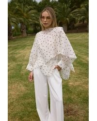 WOVCOR - Oversized Batwing Sleeve Bicycle Neck Blouse - Lyst