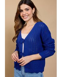 Little Mistress - Crochet Rosette Detail Cardigan - Lyst