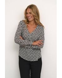 Kaffe - Amber V-Neck Printed Casual Fit Blouse - Lyst