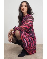 Oasis - Trim Detail Balloon Sleeve Flippy Mini Dress - Lyst