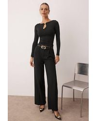WOVCOR - Cut Out Long Sleeve Fitted Knit Top W/ Button Detail - Lyst
