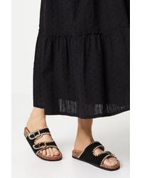 Oasis - Britt Embroidered Double Buckle Strap Footbed Sandals - Lyst