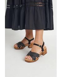 Yours - Cross Over Platform Wooden Clog Sandals - Lyst