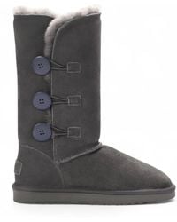 Infinity Leather - Sheepskin Suede Button Warm Winter Calf Boots - Lyst