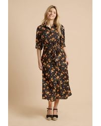 Dorothy Perkins - Floral Puff Sleeve Midi Shirt Dress - Lyst