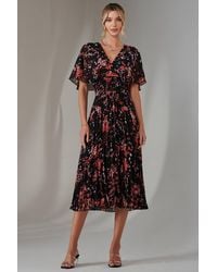 Jolie Moi - Floral Print Chiffon Pleated Dress - Lyst