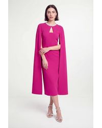 Wallis - Petite Embellished Seam Detail Cape Sleeve Dress - Lyst