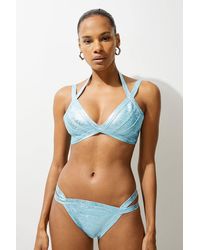 Karen Millen - Foiled Bandage Double Strap Bikini Bottoms - Lyst