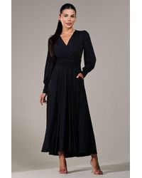 Jolie Moi - Petite Long Sleeve Soft Silky Jersey Max Dress - Lyst