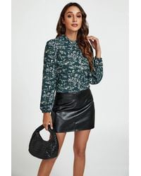 FS Collection - Little Floral Print Frill Detail High Neck Top - Lyst