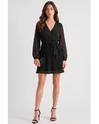 Gini London - Pleated Longsleeve Wrap Mini Dress - Lyst