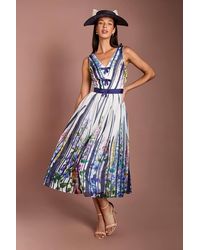 Coast - Lisa Tan Bow Detail Printed Organza Midi Dress - Lyst