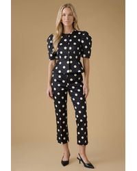 Oasis - Matte Satin Polka Dot Tailored Top - Lyst