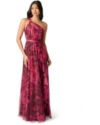 Adrianna Papell - Printed Tulle Gown Dress - Lyst