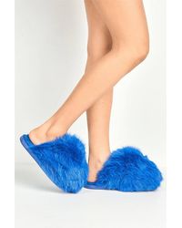 Miss Diva - Mimi Fluffy Flat Slippers - Lyst