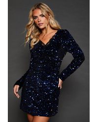 Dorothy Perkins - Petite Lace Trim Sequin Mini Dress - Lyst