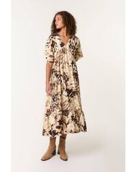 Blue Vanilla - Shirred Waist Short Sleeve V-Neck Maxi Dress - Lyst