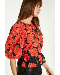 Oasis - Rose Placement Puff Sleeve Top - Lyst