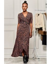 Jolie Moi - Print Viscose Frill Hem Maxi Dress - Lyst