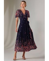 Jolie Moi - Mirror Print Mesh Wrap Maxi Dress - Lyst