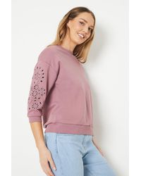 Oasis - Embroidered Cutwork Short Sleeve Sweatshirt - Lyst