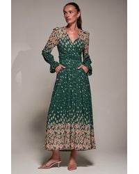 Jolie Moi - Mirrored Print Long Sleeve Mesh Maxi Dress - Lyst