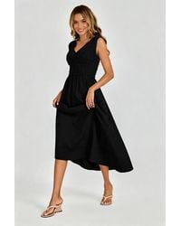FS Collection - Sleeveless Shirred Bodice Midi Dress - Lyst