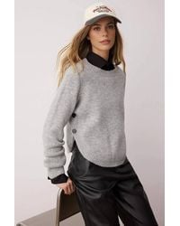 WOVCOR - Oversized Crew Neck Long Sleeve Knit Sweater W/ Button Detail - Lyst