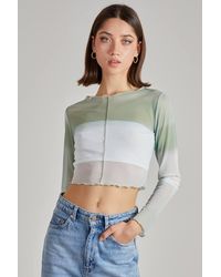 Pink Vanilla - Ombre Exposed Long Sleeve Mesh Top - Lyst